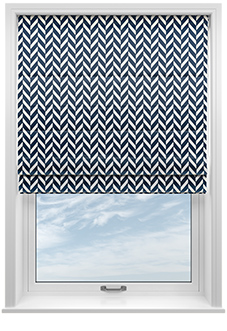Chevron Stripe, Navy - Motorised Roman Blind